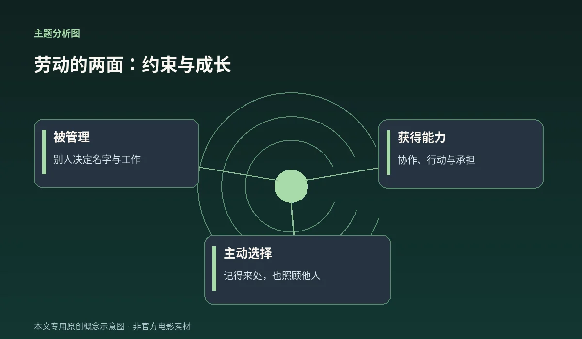 千寻在浴场劳动中同时面对约束与成长的中文示意图